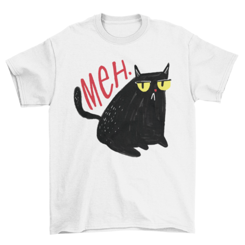 Unimpressed Black Cat "Meh" T-Shirt - Funny Cat Lover Gift