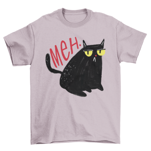 Unimpressed Black Cat "Meh" T-Shirt - Funny Cat Lover Gift
