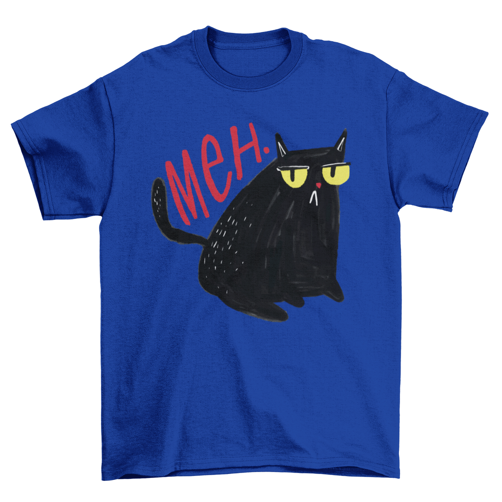 Unimpressed Black Cat "Meh" T-Shirt - Funny Cat Lover Gift