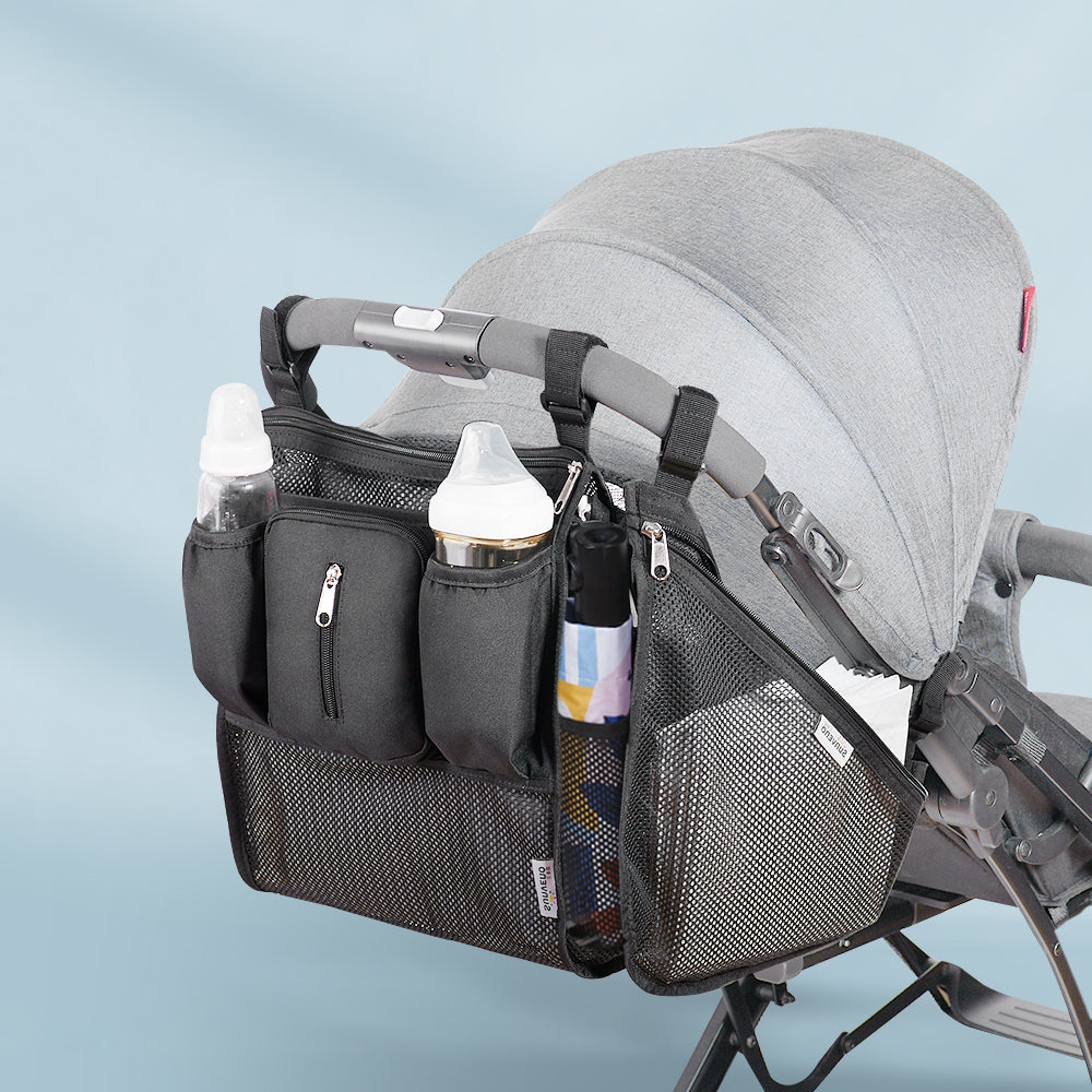 Universal Stroller Organizer with Insulated Cup Holder — 2-Piece Mesh Set