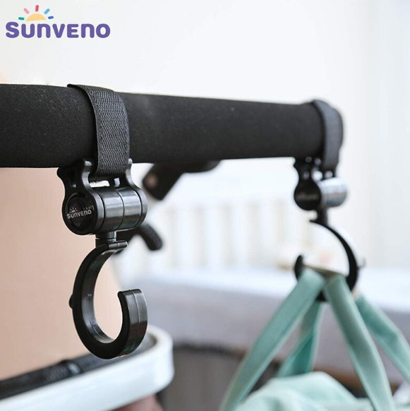 Universal Stroller Hooks 2-Pack — 360° Swivel, Holds 11lbs Each