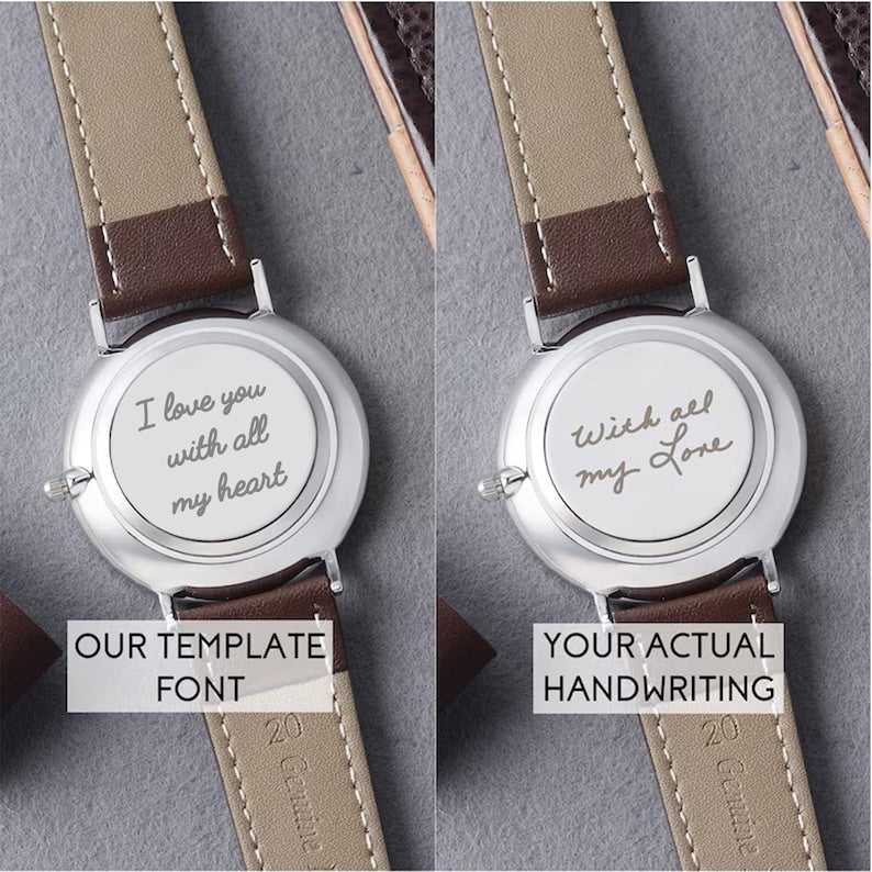 Personalized Handwriting Engraved Watch for Men - Unique Groomsmen & Anniversary Gift