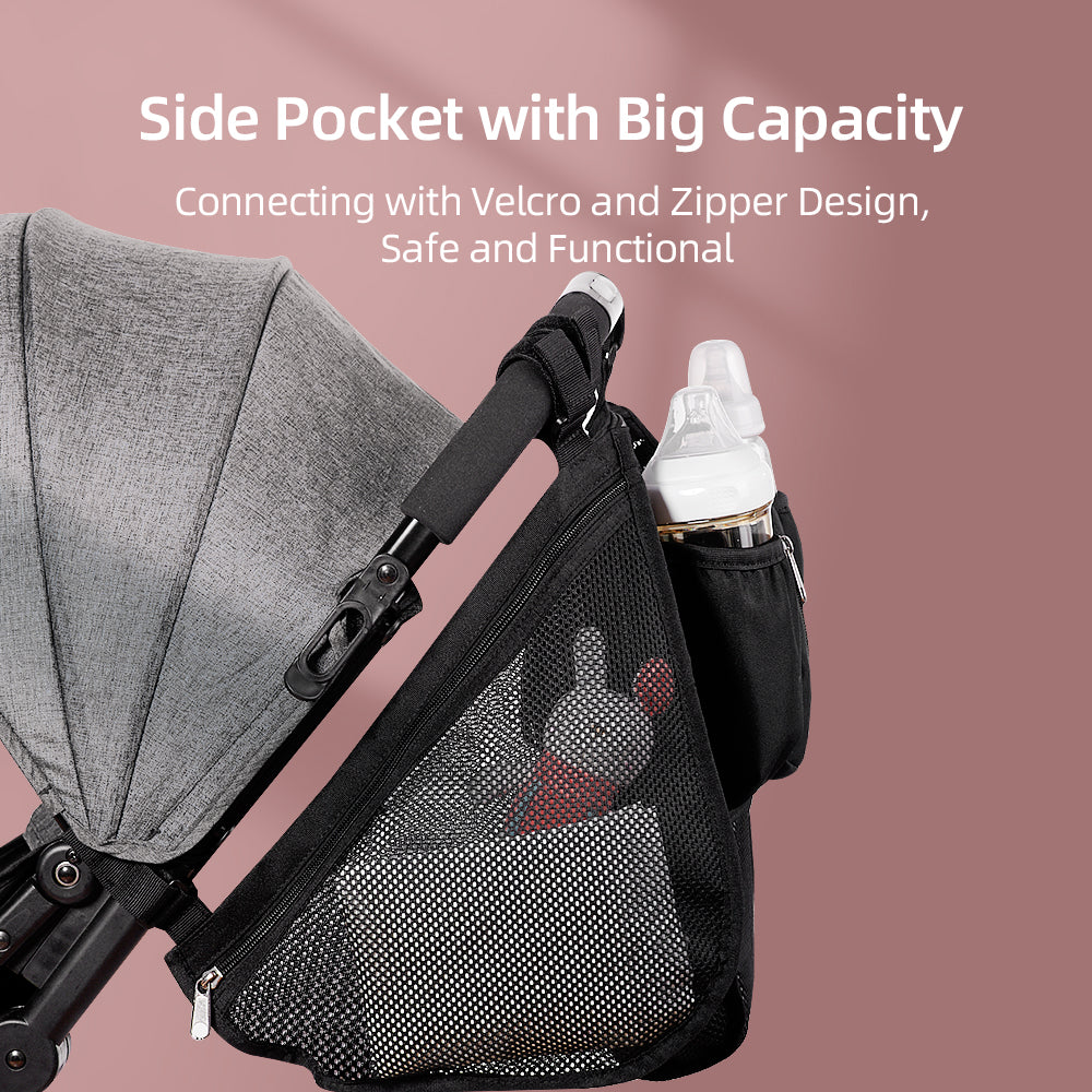 Universal Stroller Organizer with Insulated Cup Holder — 2-Piece Mesh Set
