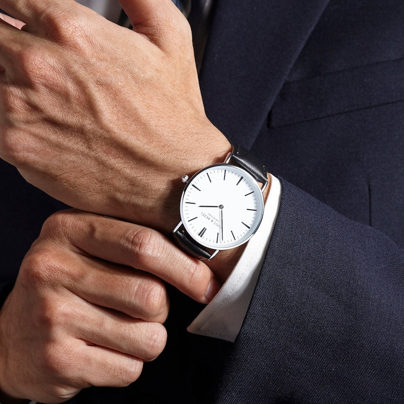 Personalized Handwriting Engraved Watch for Men - Unique Groomsmen & Anniversary Gift